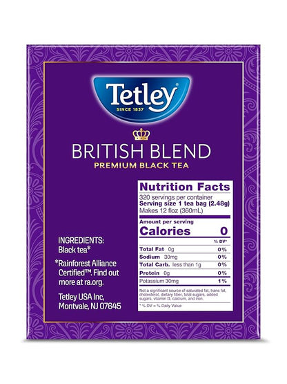 Tetley British Blend Premium Black Tea, 320 Teabags, Rainforest Alliance Certified