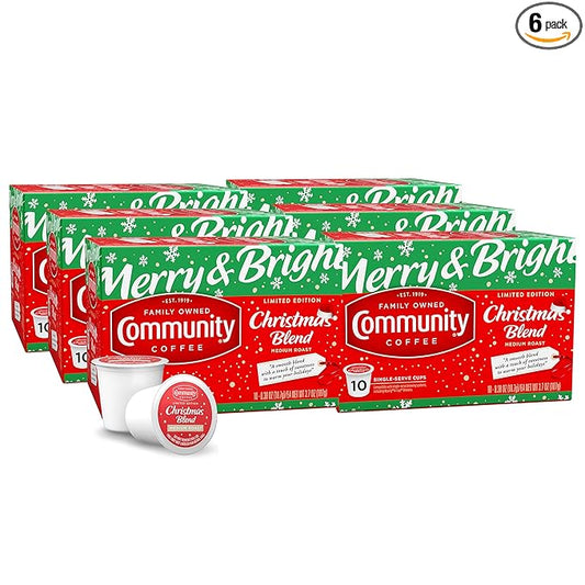 Community Coffee Christmas Blend, Medium Roast, 60 Count Coffee Pods, Compatible with Keurig K-Cup Brewers (10 count- Pack of 6)