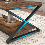 Load image into Gallery viewer, HSH Wood Coffee Table with Storage, Farmhouse Rustic Brown Coffee Table for Living Room, Modern Minimalist 2 Tier Center Table, Simple Rectangle Cocktail Tea Table in Home Office Bedroom, 39 Inch