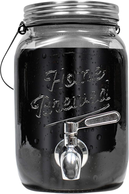 Willow & Everett Cold Brew Coffee & Iced-Tea Maker Pitcher, 2 L Glass Dispenser w/Metal Spigot & Mesh Filter Iced Coffee & Sun Tea Brewing System