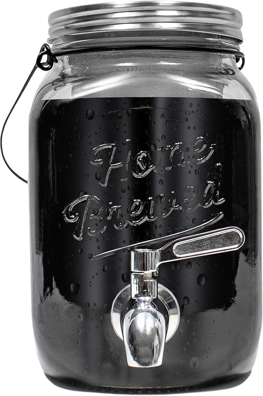 Willow & Everett Cold Brew Coffee & Iced-Tea Maker Pitcher, 2 L Glass Dispenser w/Metal Spigot & Mesh Filter Iced Coffee & Sun Tea Brewing System