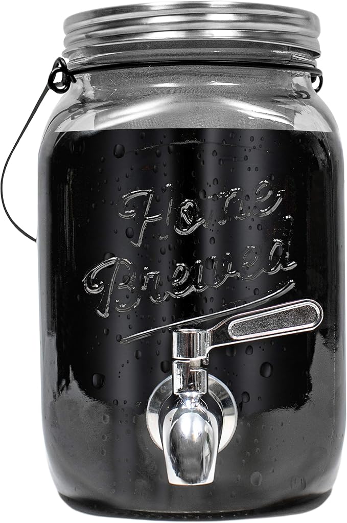 Willow & Everett Cold Brew Coffee & Iced-Tea Maker Pitcher, 2 L Glass Dispenser w/Metal Spigot & Mesh Filter Iced Coffee & Sun Tea Brewing System