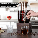 Load image into Gallery viewer, Zulay Kitchen 1 Gallon Cold Brew Coffee Maker - Large Iced Tea &amp; Cold Brew Pitcher with Extra-Thick Glass &amp; Stainless Steel Infuser - Drink &amp; Beverage Dispenser Jar with Airtight Lid &amp; Spout Rose Gold