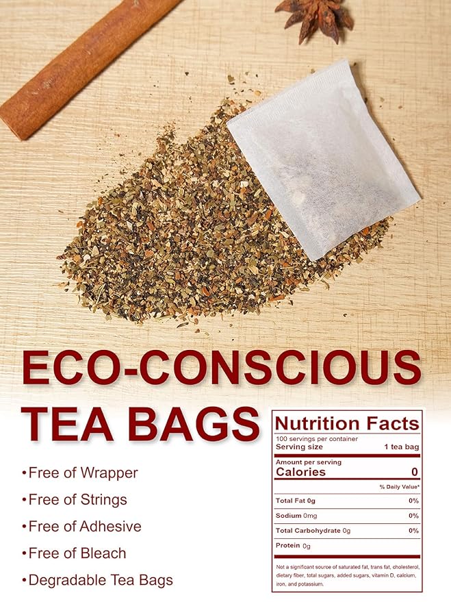 TeeLux Pumpkin Spice Black Tea Bags, Mellow Black Tea with Cinnamon, Cloves, Ginger & Creamy Pumpkin Flavor, Warm & Aromatic, 100 Count