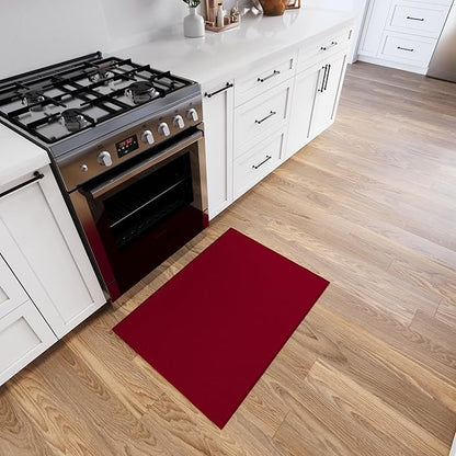 Ottomanson Rugs for Entryway 2'3" x 3' Non Slip Solid Small Area Rugs Durable Front Door Mat Rug Stain Resistant Entrance Rugs for Bathroom Kitchen Bedroom & Living Room, Red