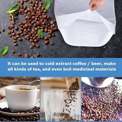 100 Pack Cold Brew Coffee Filters, 20" X 20" Commercial Cold Brew Bags, Brew Up To 5 LBS Coffee, Filter Bag, 5 Gallon Coffee Filter