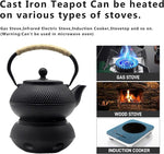 Load image into Gallery viewer, Japanese Tetsubin Tea Kettle Set with Cups, Cast Iron Teapot with Stainless Steel Infuser and Enameled Interior (900ml)