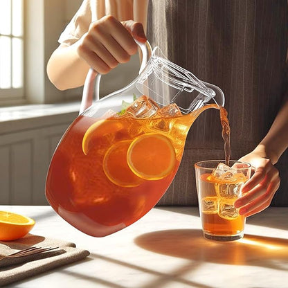 Amazing Abby - Bubbly Grand - Plastic Pitcher (96 oz, 3 Quart), Clear Water Pitcher with Lid, Fridge Jug, BPA-Free, Shatter-Proof, Great for Iced Tea, Sangria, Lemonade, Juice, Milk, and More