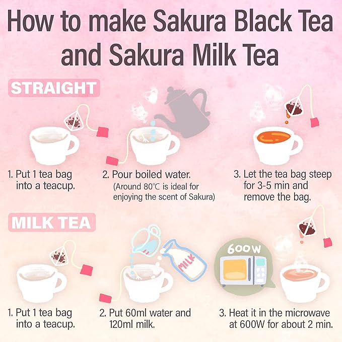 YAMASAN KYOTO UJI Sakura Japanese Loose Leaf Black Tea Bag 3g×15bags,Cherry Blossom Flavored Tea, Blended with cherry leaves