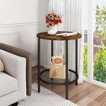 Load image into Gallery viewer, DKLGG 3-Piece Coffee Table and End Table Sets for Living Room, Round Coffee and End Table Set of 3 with Large Storage, Modern Farmhouse Furniture for Apartment Home (Rustic Brown)