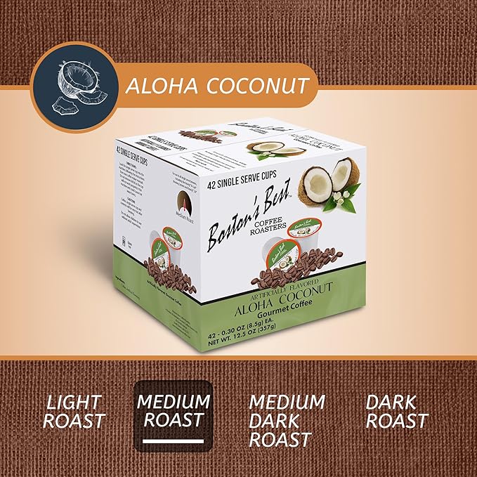 Boston’s Best - Aloha Coconut Flavored Delicious Gourmet Coffee Compatible with Keurig Coffee Maker, 1 Count (42 Single Serve Cups)