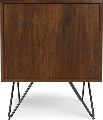 SIMPLIHOME Hunter 20 inch Wide Industrial Modern Nightstand in Walnut for the Living Room and Bedroom