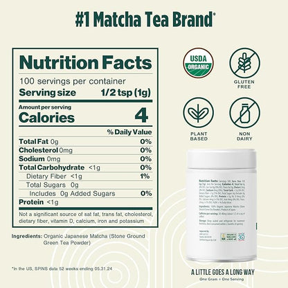 Jade Leaf Matcha Organic Ceremonial Grade Matcha Green Tea Powder - Authentic Japanese Origin - Teahouse Edition Premium First Harvest (3.53 Ounce)