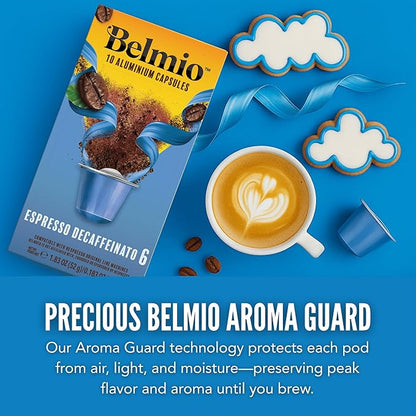 Belmio Decaffeinato Espresso Coffee Pods – Medium Roast – Smooth & Aromatic - Nespresso Original Line Compatible – 10 Count (Pack of 10)