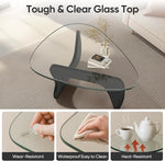 Load image into Gallery viewer, Noguchi Triangle Glass Coffee Table with Solid Wood Base, Vintage Clear Glass Top Modern Design for Living Room, Patio, Study, Black