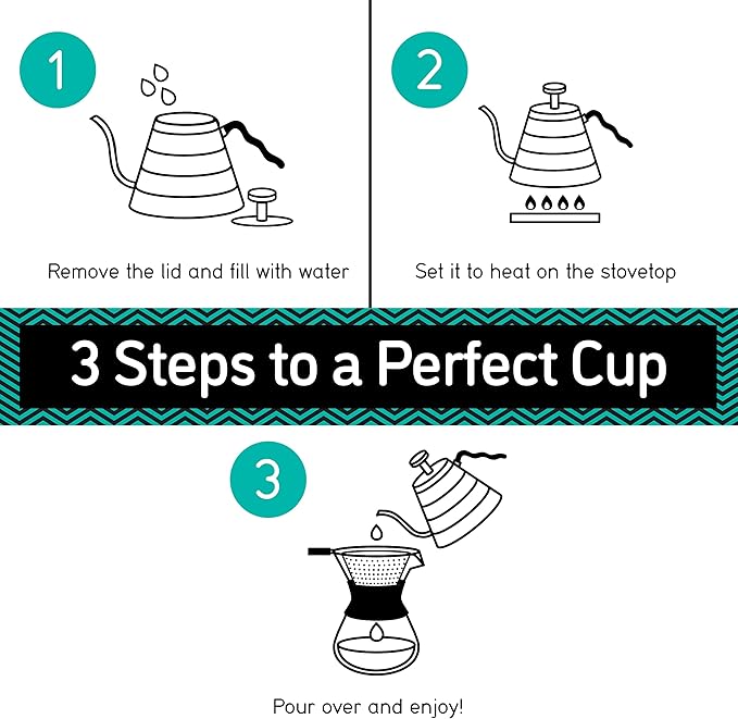 Coffee Gator Gooseneck Kettle with Thermometer - 40oz Premium Stainless Steel Pour Over Coffee Maker Kettles, Stove Top, w/Precision Drip Spout, for Drip Coffee, French Press, Tea Kettle, 5 Cup