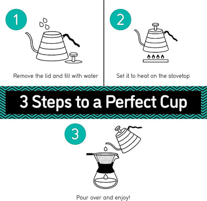 Coffee Gator Gooseneck Kettle with Thermometer - 40oz Premium Stainless Steel Pour Over Coffee Maker Kettles, Stove Top, w/Precision Drip Spout, for Drip Coffee, French Press, Tea Kettle, 5 Cup