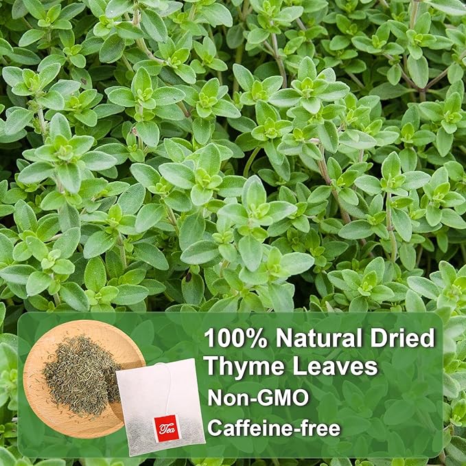 FullChea - Thyme Tea Bags, 40 Teabags - Premium Thyme Leaves - Non-GMO - Caffeine-free, Promote Overall Health, Support Digestion