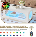 Load image into Gallery viewer, 43" White Led Coffee Table for Living Room, Modern Living Room Table Rectangular Contemporary Center Table with Storage, Wooden Coffee Tables with LED Lights for Dining Reception Room