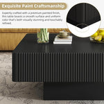 Load image into Gallery viewer, Square Coffee Table for Living Room, Accent Fluted Coffee Table with Storage, Modern Solid Wood Veneered Large Center Tea Table for Small Space Apartment (31.6''D×14''H-Black)