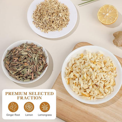 FullChea - Lemon Ginger Tea Bags, 50 Teabags - Pleasantly Spicy & Warming - Non-GMO - Caffeine-free - Support Healthy Digestion & Boost Immunity