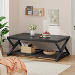 Load image into Gallery viewer, EnHomee Coffee Table with Storage, Modern Coffee Tables for Living Room with Mesh Shelf, 2 Tier Rectangular Center Table for Living Room, Bedroom, 47.2 Inch, Black Oak