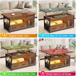 Load image into Gallery viewer, Itaar 40" Lift Top Coffee Table, 4 in 1 Coffee Tables with Storage Cabinet for Living Room, Small Farmhouse Coffee Table with 2 Fabric Drawers &amp; LED Light for Dining Room, Rustic Brown