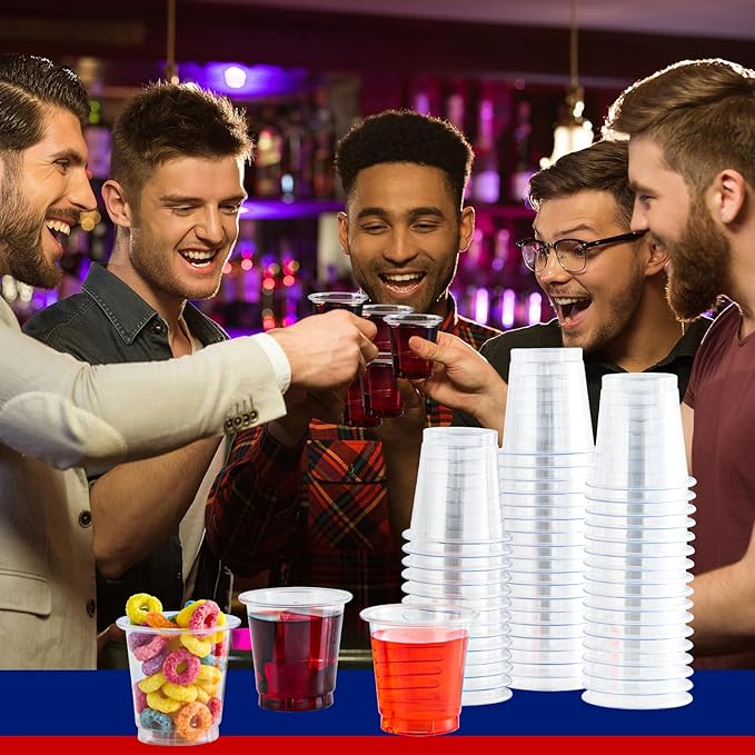 JOLLY CHEF 500 Pack 2 oz Plastic Shot Glasses, Clear Disposable Cups, Plastic Shot Cups Disposable for Jelly Shots, Wine Tasting, Food Samples,Thanksgiving Party, Wedding, Christmas