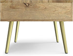 Load image into Gallery viewer, SIMPLIHOME Jager Lift Top Coffee Table - 36 inch Wide Solid Mango Wood Contemporary Modern Cocktail Table in Natural, Stylish Living Room Table with Hidden Storage, Brass Inlay, and Gold Metal Legs