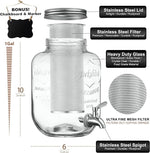 Load image into Gallery viewer, 1 Gallon Cold Brew Coffee Maker - 3rd Generation Fine Mesh Filter - Stainless Steel Spigot - Extra Thick Large Glass Mason Jar Drink Dispenser Carafe, Iced Coffee Maker &amp; Sun Tea Pitcher with Infuser.
