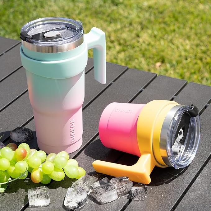 BJPKPK 20oz Tumbler With Handle Insulated Cups With Lid And Straw Reusable Stainless Steel Tumblers,Turquoise