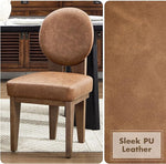 Load image into Gallery viewer, Mid-Century Modern Walnut Dining Chairs Set of 4, Vintage Brown Leather Wooden Kitchen Chairs, Retro Upholstered PU Cushioned Seat with Curved Backrest, Armless Accent Side Chair for Bedroom