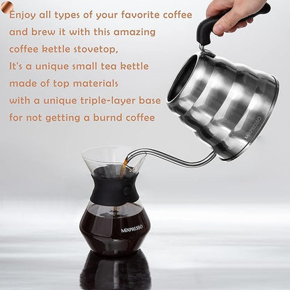 Mixpresso Gooseneck Pour Over Coffee Kettle, Barista Pour Control Design, Ideal for Coffee and Tea, High-Grade Stainless Steel 1.2 Liter 40 Oz, Induction Cooker Stovetop Kettle Stainless Steel