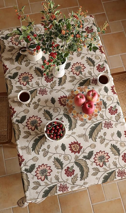 Designer Provence Floral Square Tablecloth,Linen Colorful Washable Indoor Table Cloth,Durable Home Decor Tablecloths for Dining Thanksgiving Kitchen Christmas,67"*67"-Ratina