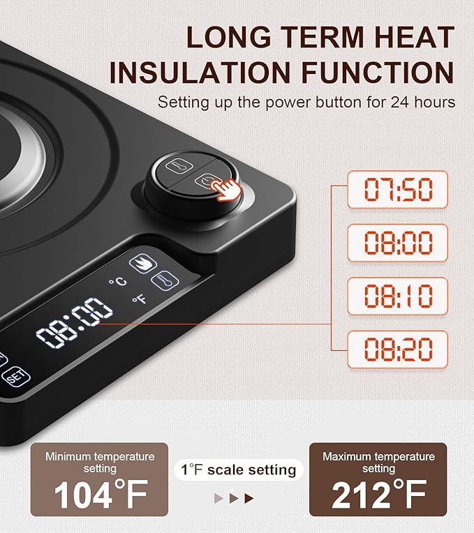 1.0L Electric Gooseneck Kettle, ±1℉ Temperature Control & Keep warm, for Pour Over Coffee and Tea, 304 Stainless Steel Inner and lid, Quick Heating Electric Kettles for Boiling Water