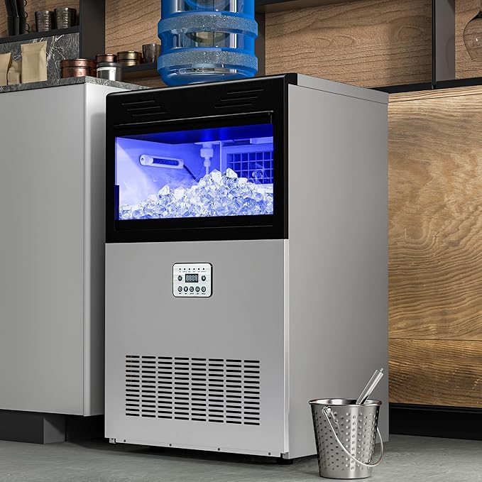 YITAHOME 120lbs Ice Maker Machine Commercial Under Counter Ice Maker, ETL & DOE Certificated Commercial Large Ice Makers Freestanding for Home Cafe Bar Restaurant 40pcs with 33lbs Storage Bin