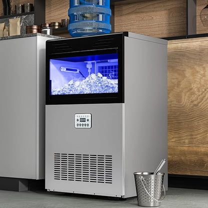 YITAHOME 120lbs Ice Maker Machine Commercial Under Counter Ice Maker, ETL & DOE Certificated Commercial Large Ice Makers Freestanding for Home Cafe Bar Restaurant 40pcs with 33lbs Storage Bin