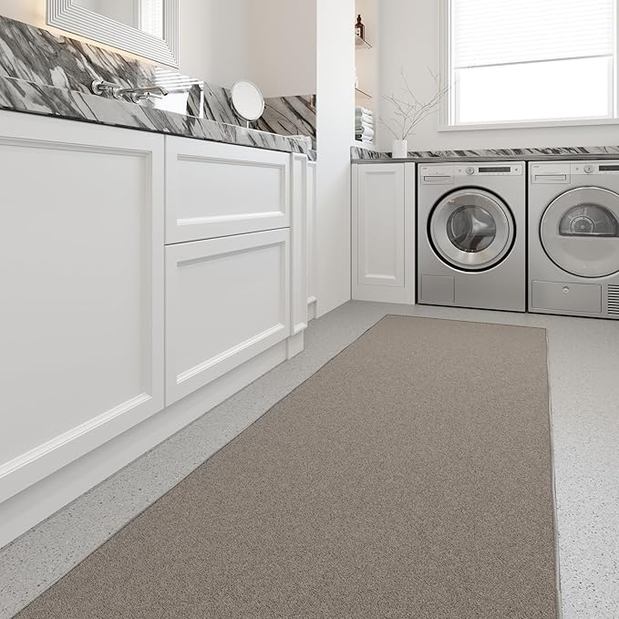 Ottomanson Hallway Runner Rug 2'7" x 9'10" Non Slip Solid Area Rugs Easy to Clean Laundry Rug Runner Durable & Pet Friendly Floor Carpet Runners for Hallways Entryway Living Room Kitchen, Gray