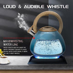 Load image into Gallery viewer, MARSKITOP Tea Kettle Stovetop Whistling Tea Pots for Stove Top Food Grade Stainless Steel Teapot for Induction Cooktop, 2.6 Quart, Blue