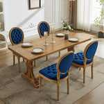 Load image into Gallery viewer, French Country Dining Chairs Set of 4, Vintage Wooden Dining Chairs with Fabric Upholstered Tufted Seat,Solid Wood Legs&amp;Frame, Farmhouse Kitchen&amp;Living Room Chairs(Blue,4 Pcs)