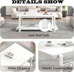 Load image into Gallery viewer, FOLUBAN White Coffee Table, Modern Rustic Wood and Metal Center Table with Storage Shelf, Rectangle Cocktail Tea Table for Living Room, 42 Inch