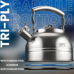 Load image into Gallery viewer, Whistling Tea Kettle Stovetop - Food Grade Stainless Steel Teapot for Stove Top with Ergonomic Handle for Gas, Induction, Electric Stovetops 2.3 Quart