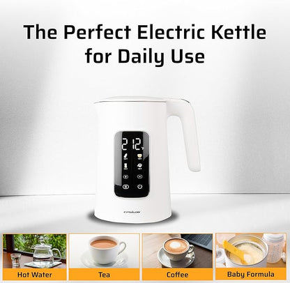 Epsilon LCD Electric Kettle 1100W - 1.7L Hot Water Tea Kettle with Digital Display, Temperature Control, Fast Boil, BPA-Free Electric Teapot with Auto Shut-Off & Boil Dry Protection
