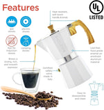 Load image into Gallery viewer, GROSCHE White Milano Stovetop Espresso Maker, 6 cup