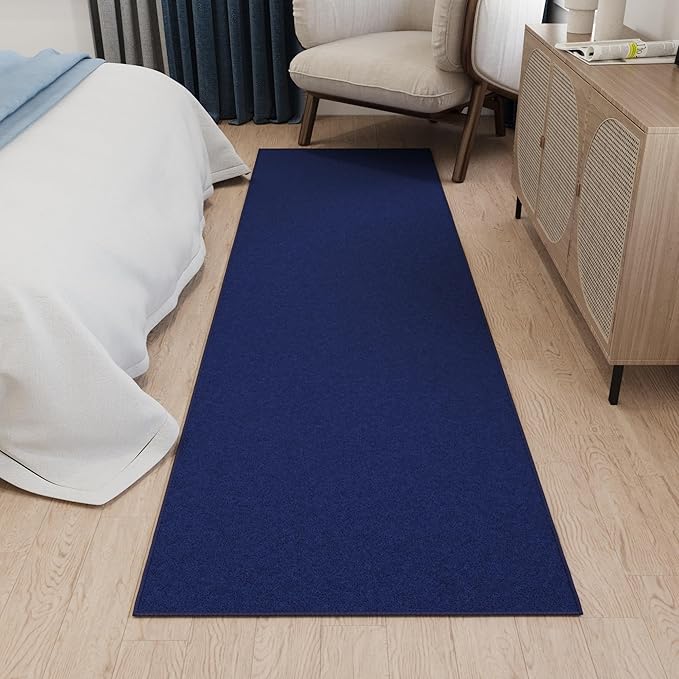 Ottomanson Hallway Runner Rug 2'7" x 9'10" Non Slip Solid Area Rugs Easy to Clean Laundry Rug Runner Durable & Pet Friendly Floor Carpet Runners for Hallways Entryway Living Room Kitchen, Navy
