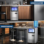 Load image into Gallery viewer, 140Lbs/24H Ice Maker Machine with 30Lbs Ice Capacity for Commercial &amp;Home use, 50Pcs Clear Ice Cubes per Round in 11-20Mins, Stainless Steel Under Counter Freestanding Ice Machine Maker