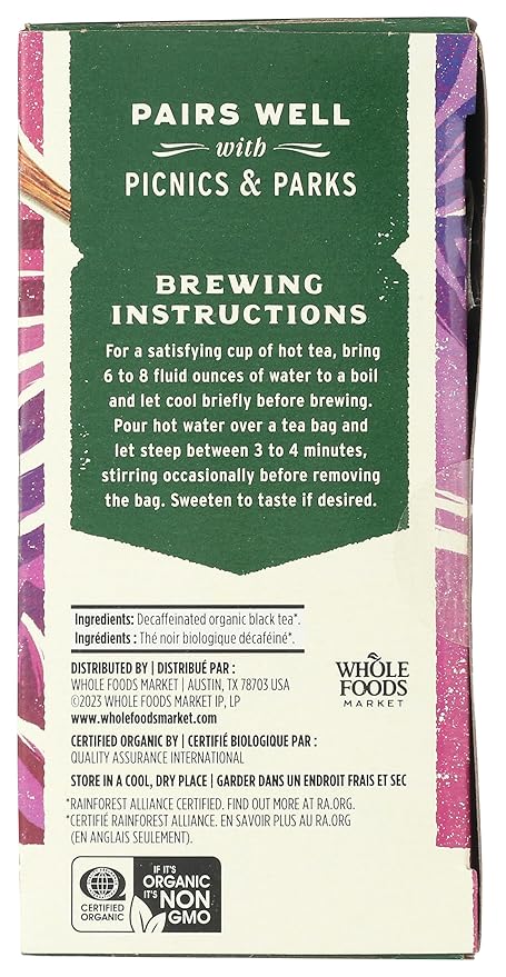 Whole Foods Market, Tea Black Decaf Organic, 20 Count