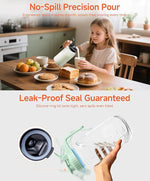 Load image into Gallery viewer, 64oz Large Mason Jar Pitcher with Lid,2 Quart Airtight Glass Tea Pitchers for Fridge, Leak-Proof Coffee Dispenser,Heavy Duty Water Container for Cold Brew Juice,Breastmilk Storage-(Black+Green+Yellow)