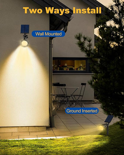 Solar Spot Lights Outdoor, 8 Pack Outdoor Solar Lights for Yard, 4 Lighting Mode Solar Landscape Spotlights with Auto On/Off, 2-in-1 Waterproof Wall Lights for Garden, Walkway (Warm White)