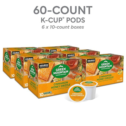 Green Mountain Coffee Roasters Cinnamon Honey Drizzle, Single-Serve Keurig K-Cup Pods, 6 Boxes of 10 (60 Count Total)